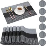 Pesonlook 12Pcs Placemats Heat-Resistant PVC Table Place Mats Woven Vinyl Non-Slip Table Placemats and Coaster Sets For…