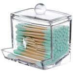 Tbestmax 7 OZ Cotton Swab Pads Holder, Qtip Cotton Buds Ball Dispenser, Bathroom Containers Clear Apothecary Jar for…